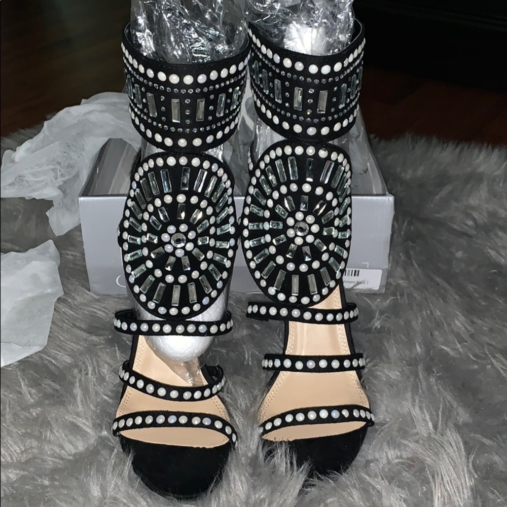 Beautiful Embellished Cage Heels